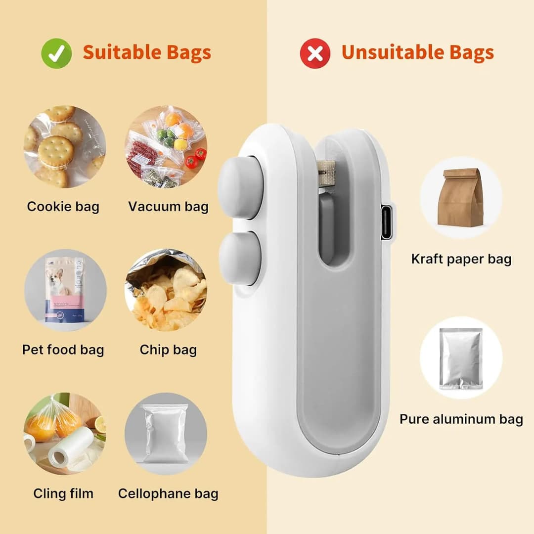 🔥 USB Rechargeable Mini Bag Sealer – খাবার ফ্রেশ রাখার স্মার্ট সল্যুশন! 🔥