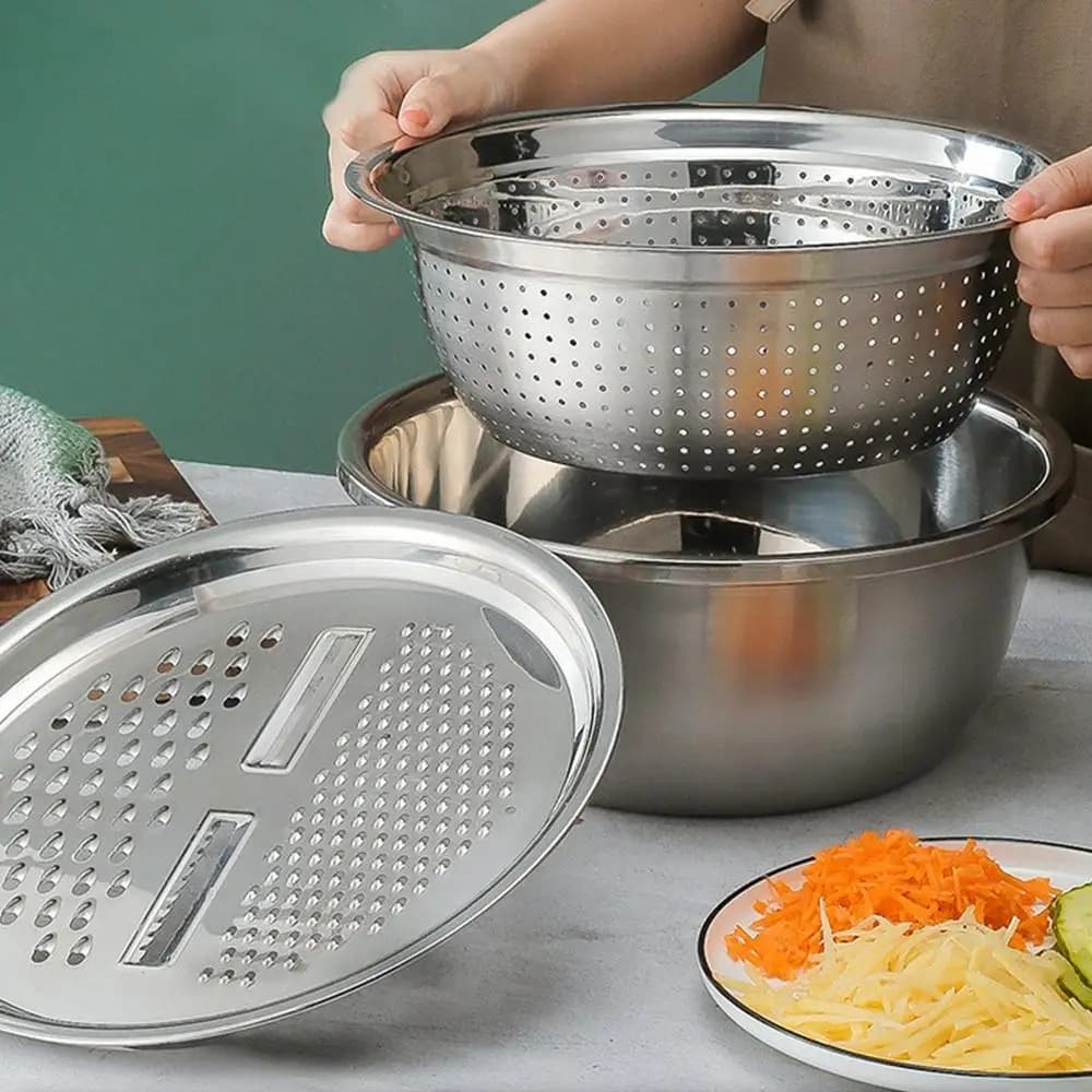 3 in 1 stainless steel vegetable Cutter-এক সেটে একাধিক কাজ! 🥕🌽