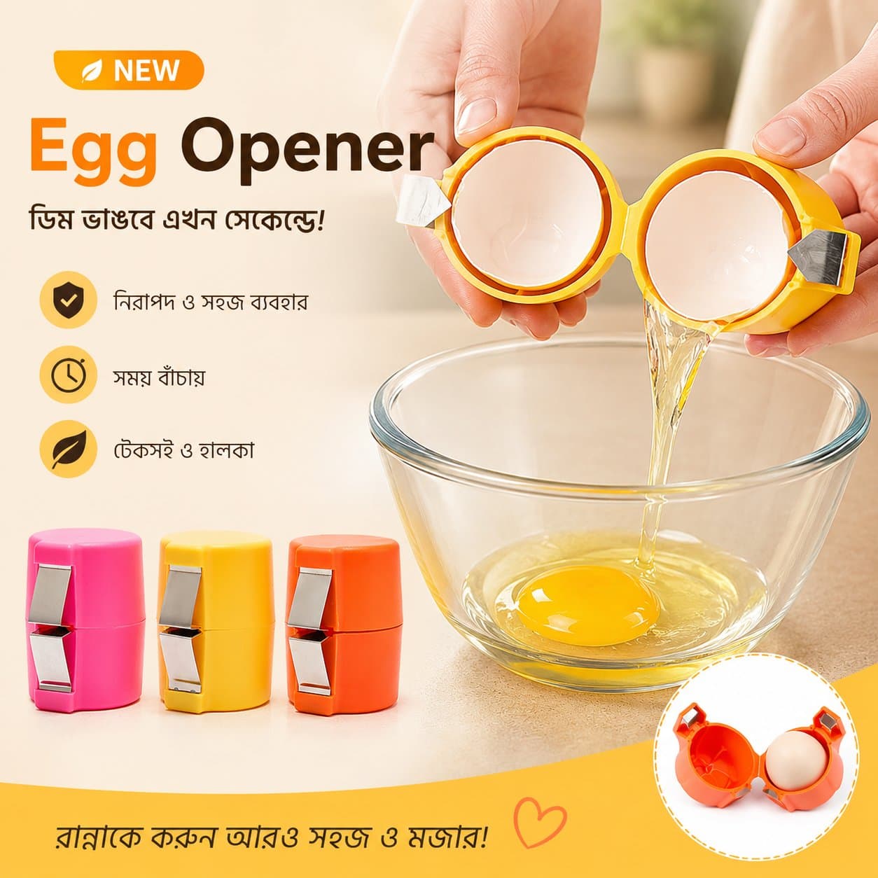 3PSC Egg Opener – এক চাপেই পারফেক্ট ওপেন!