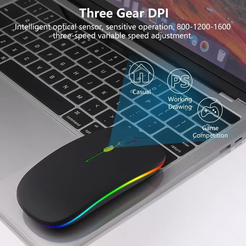 Dual-Mode Wireless Mouse | 2.4G + Bluetooth | Type-C Rechargeable