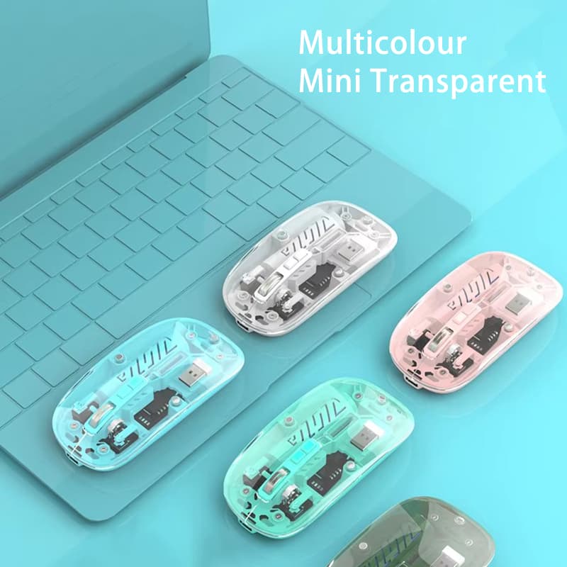 Dual Transparent Rechargeable Wireless Mouse – Ultra Slim Silent Click Edition