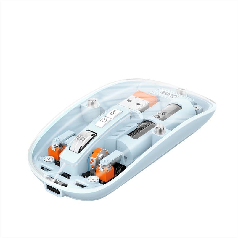 Duel Transparent Rechargeable Wireless Mouse – Ultra Slim Silent Click Edition
